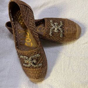 Sam Edelman Brown Woven Flats with Silver Accents